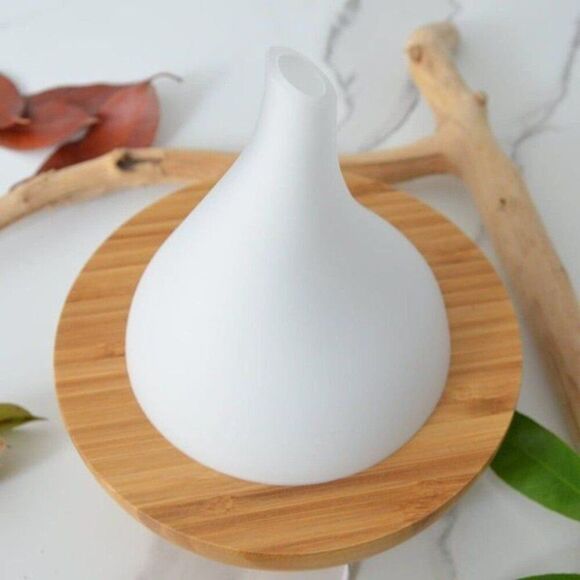 NEW! Aromatherapy Color Changing Glass Bamboo Ultrasonic Essential Oil Diffuser - Picture 3 of 6